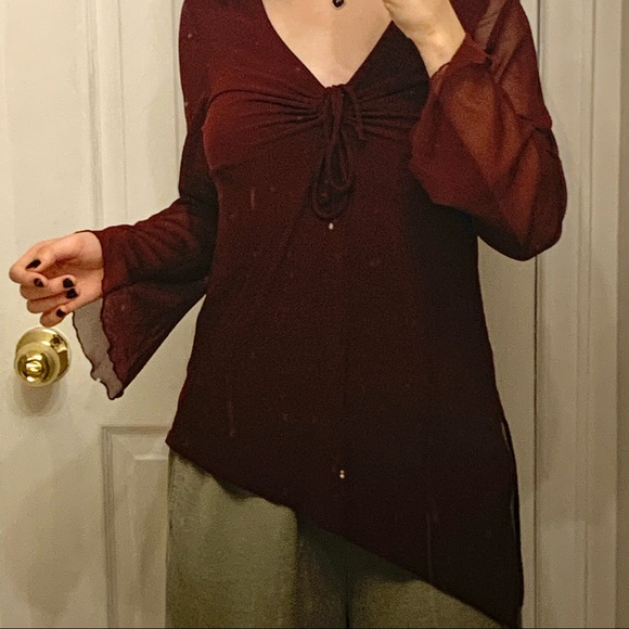 Vintage Dark Red Blouse - Picture 2 of 2